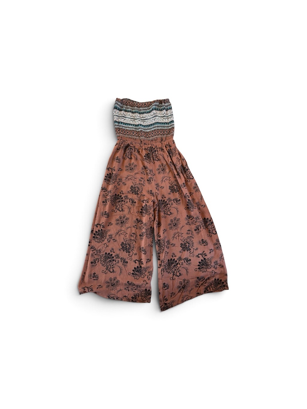 Boutique Women’s Floral Wide-Leg Jumpsuit in Rust